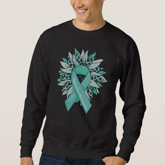 Trigeminal Neuralgia Awareness Shirts Teal Sunflow Lång Ärmad Tröja (Framsida)