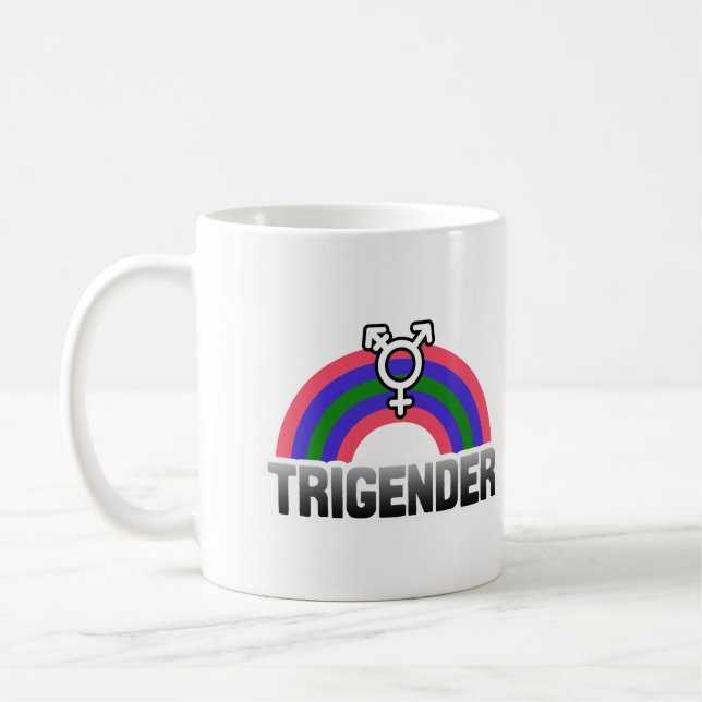 Trigender stolthet kaffemugg (Vänster)