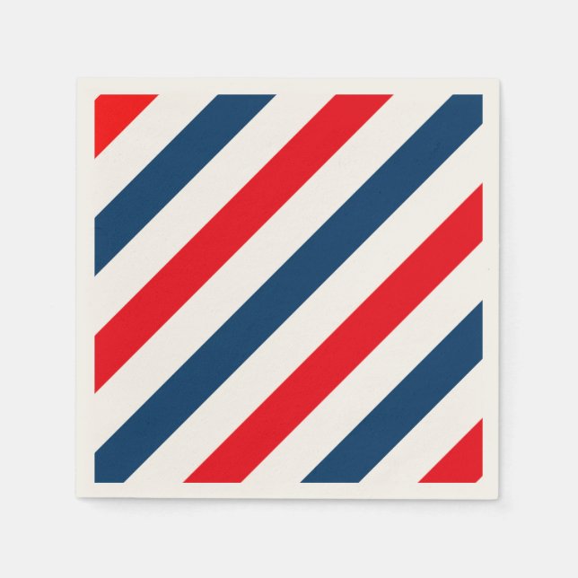 Trigfärgsdiagonal Rand (blå, vit och röd) Pappersservett (Framsidan)