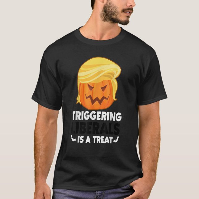 Trigger Liberal Trumpkin Trump Halloween Costume T Shirt (Framsida)