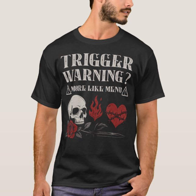 Trigger Warning Dark Romance Reader Spicy Bookish  T Shirt (Framsida)