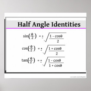 Trigonometri Poster: Halva Vinkla identiteter Poster