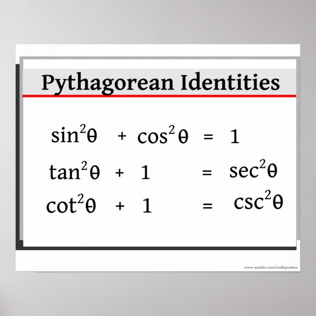 Trigonometri Poster: Pythagoreanska identiteter Poster (Framsidan)