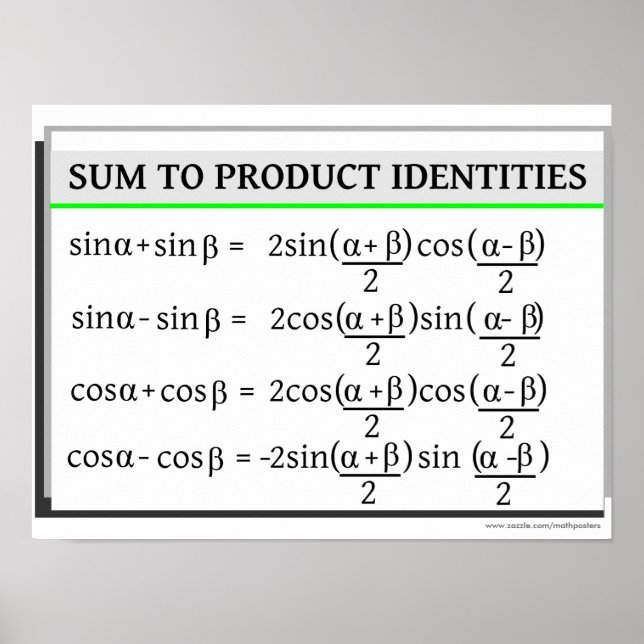 Trigonometri: Summa till produktidentiteter Poster (Framsidan)
