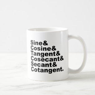 Trigonometriets sex trigonometriska funktioner kaffemugg