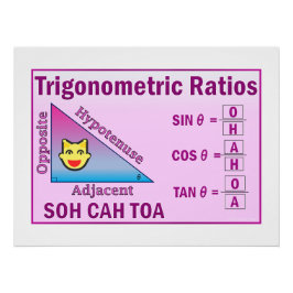 Trigonometry SOH CAH TOA Classroom Rosa Poster Perfect Poster