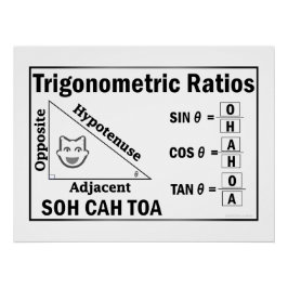 Trigonometry SOH CAH TOA Classroom White Poster Perfect Poster