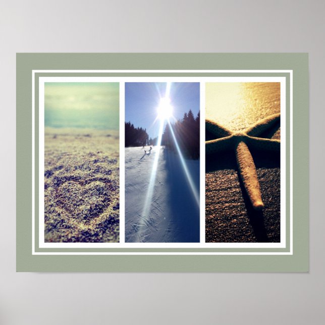 Trigptych fotokollage-mallvägg poster utskrift (Framsidan)