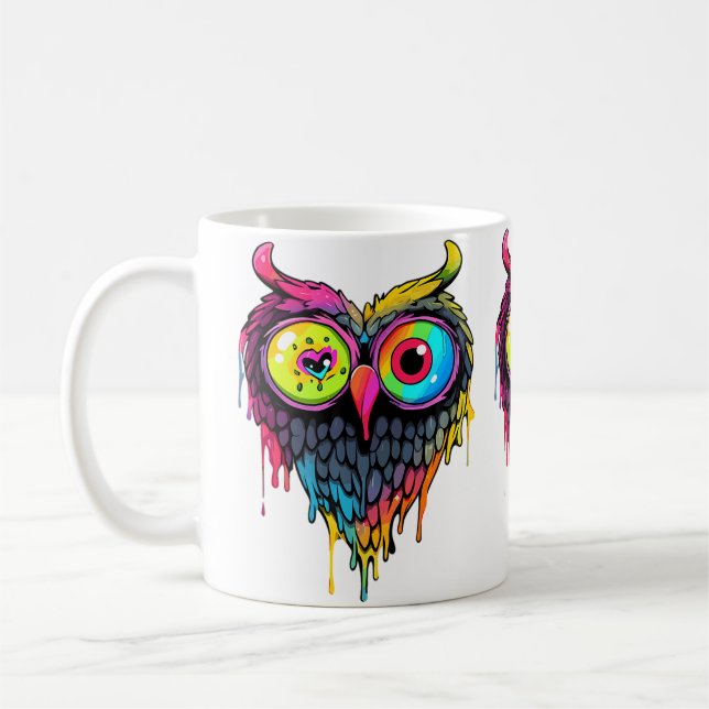 Triippy Party Edm Owl Music Lover Kaffemugg (Vänster)
