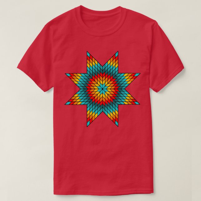 Trikaderna av Turquise Fire Färg Native American S T Shirt (Design framsida)