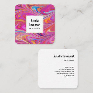 Trikalig Rosa och Orange Snabb design Fyrkantigt Visitkort