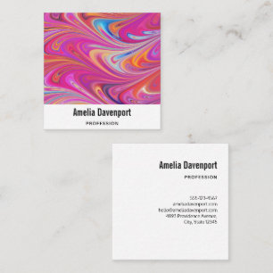 Trikalig Rosa och Orange Snabb design Fyrkantigt Visitkort