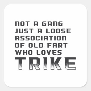 Triker Motor Trike Trikers Tricycle Funny Vintage Fyrkantigt Klistermärke