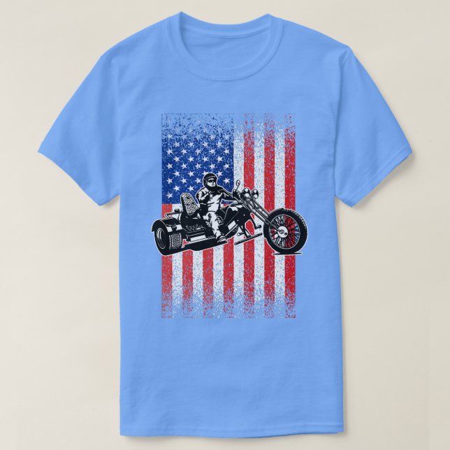 Triker Motorcycle Patriotic American Flagga Trike  T Shirt (Design framsida)
