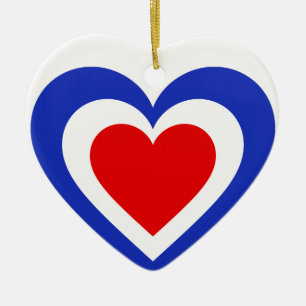Trikolore Fransk Frankrike Flagga Heart Julgransprydnad Keramik