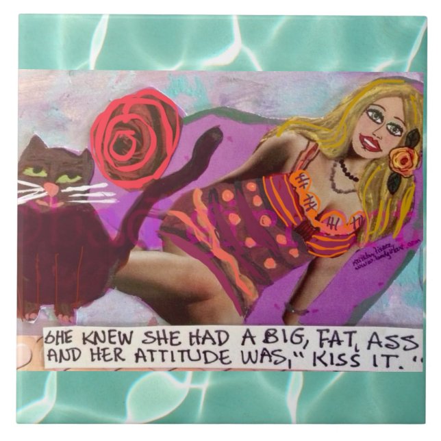 Triksvägg keramisk bricka som hon visste att hon h kakelplatta (Framsidan)