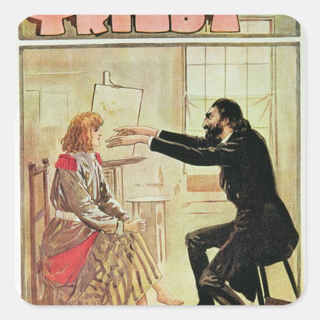 Trilby hypnotised av Svengali Fyrkantigt Klistermärke (Framsida)