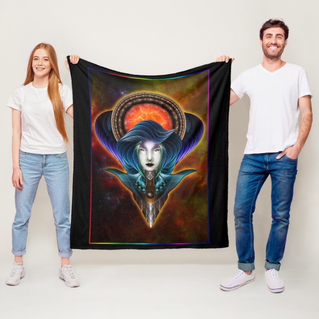 Trilia Red Nebula Porträtt Fleecefilt (På plats)