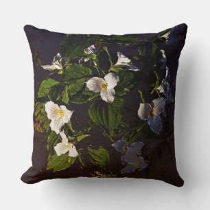 Trillium Flowers Graphic Muted Mörk Färg Kudde