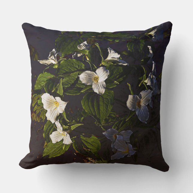 Trillium Flowers Graphic Muted Mörk Färg Kudde (Framsida)