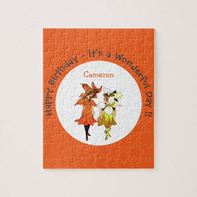 Trillium Tiger-Lily Whimsical Flower Party förråd Pussel (Vertikal)