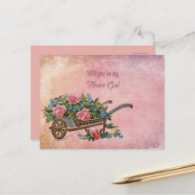 Trillkärra Med Rosa Rosor Floristflicka