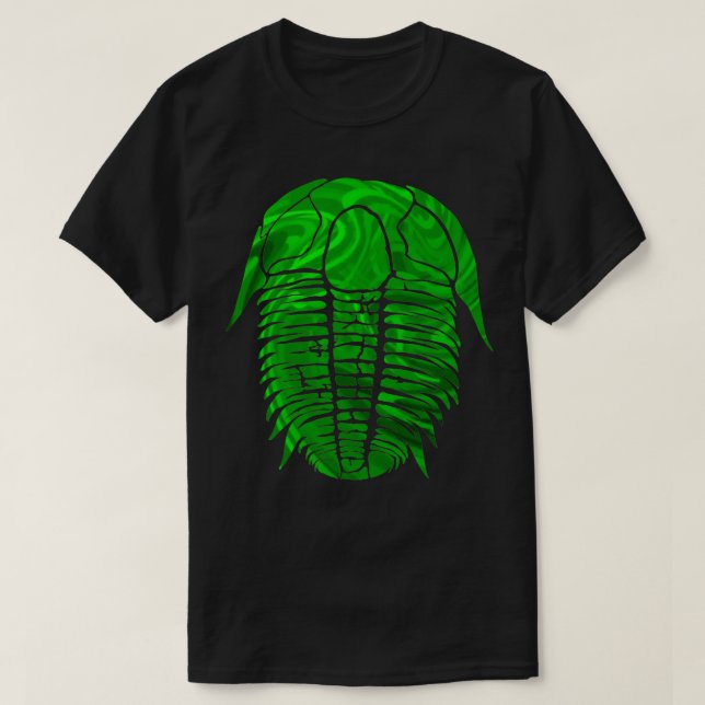 Trilobite Fossil Vector Emerald Mönster T Shirt (Design framsida)