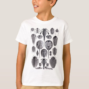 Trilobites och fossil i svartvitt tee