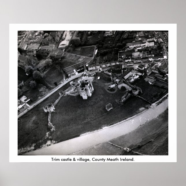 Trim castle-flygfotot, Meath Ireland Poster (Framsidan)