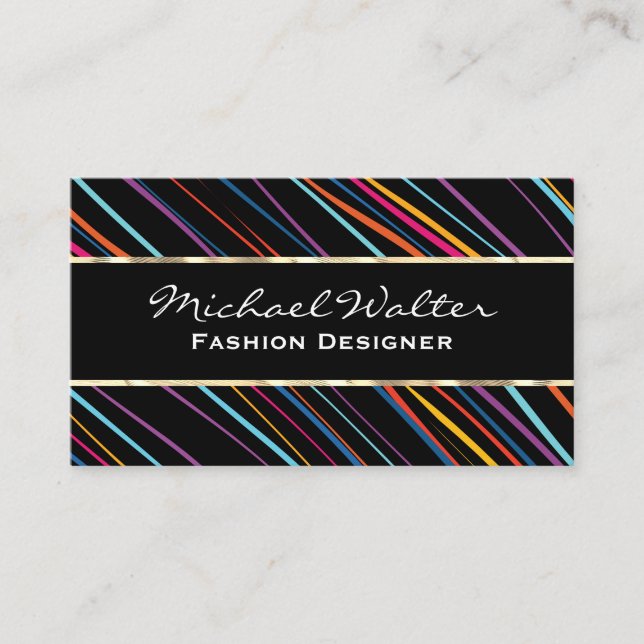 Trim guld | Affärskortet Linjer med färgad Snyggt Visitkort (Framsida)