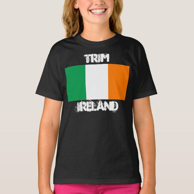 Trim, Irland med irländsk flagga Barn Tee (Framsida)