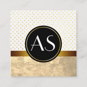 Trim och Polka dots/Classic Monogram för guld Fyrkantigt Visitkort