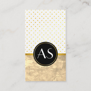 Trim och Polka dots/Classic Monogram för guld Visitkort