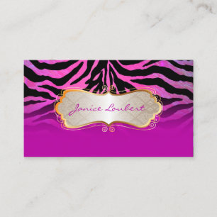 Trimetikett för PixDezines shock rosa zebra+guld Visitkort
