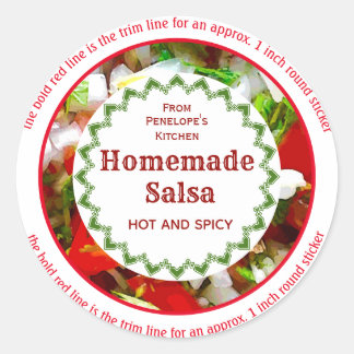 Trimma med 1-tums Homemade Salsa Canning Labels Runt Klistermärke