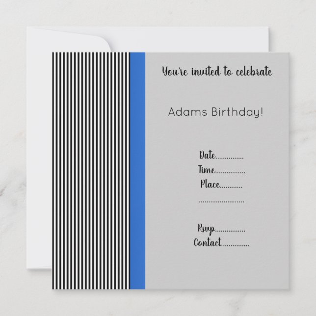 TRIMMED BLUE BIRTHDAY INVITATION Simple Inbjudningar (Framsida)