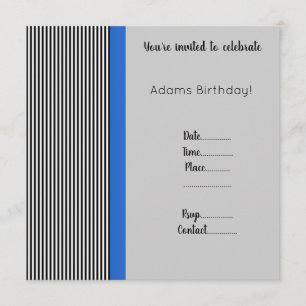 TRIMMED BLUE BIRTHDAY INVITATION Simple Inbjudningar