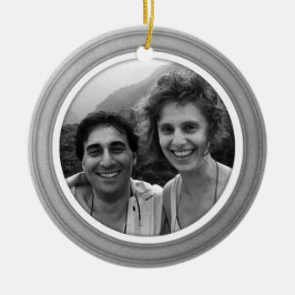 Trimning med silver med vit faselfoto med ornament