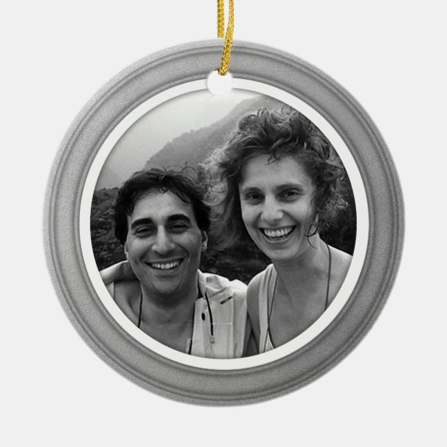 Trimning med silver med vit faselfoto med ornament (Framsidan)