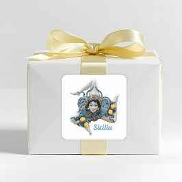 Trinacria of Sicily -Sicilian Favor Fyrkantigt Klistermärke