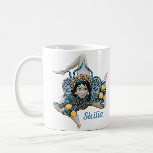 Trinacria of Sicily Three Legged symbol Sicilia Kaffemugg (Vänster)