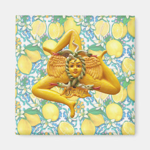 Trinacria Sicily Sicilian Italienska Pridet Lemon Magnet