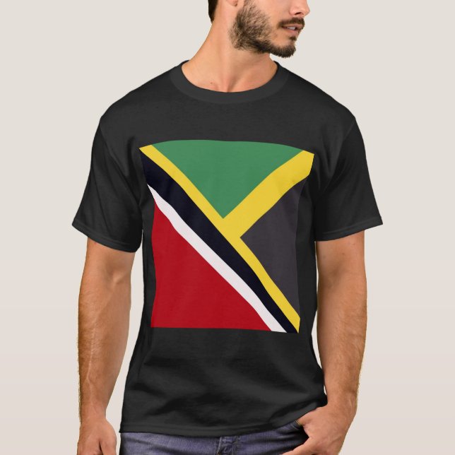 Trini Jamaican Flagga | Trinidad Jamaica Flagga Ma T Shirt (Framsida)