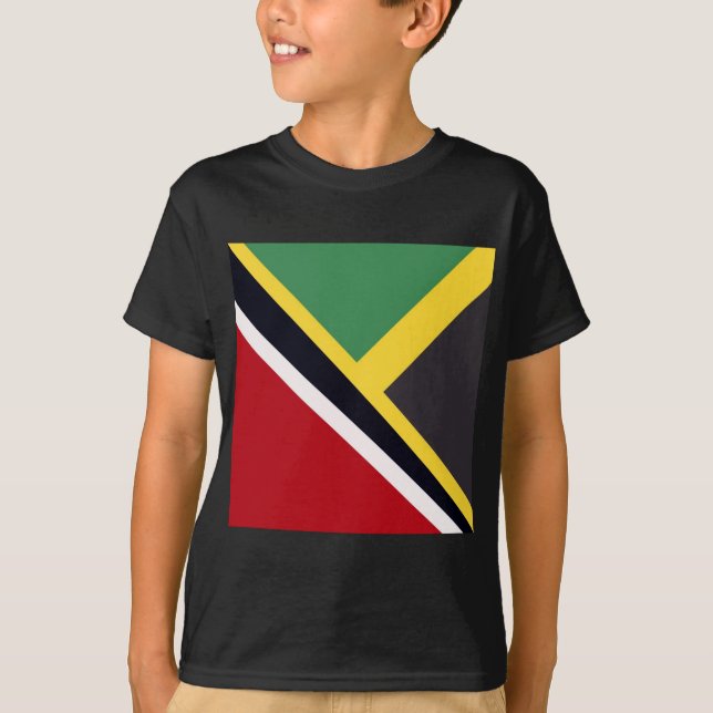 Trini Jamaican Flagga | Trinidad Jamaica Flagga T Shirt (Framsida)