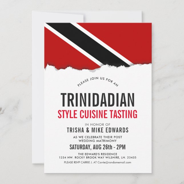 Trini Thated Cuisine| Party Flagga Inbjudan White (Framsida)