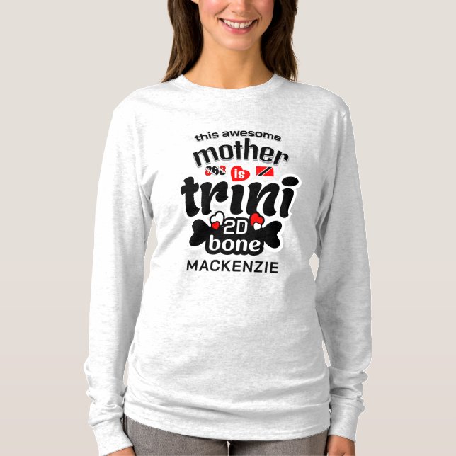 Trini till botten Mor SVART Text T Shirt (Framsida)