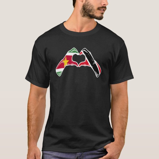 Trinidad And Tobago Suriname Flag Heart Mix Herita T Shirt (Framsida)