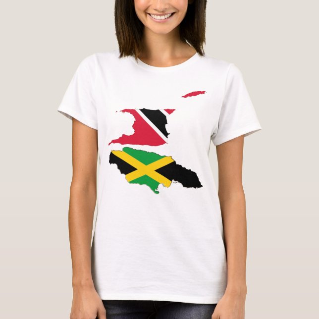 Trinidad Jamaica karta konturer T Shirt (Framsida)