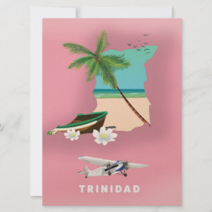 Trinidad karta illustrerad reseaffisch. inbjudningar