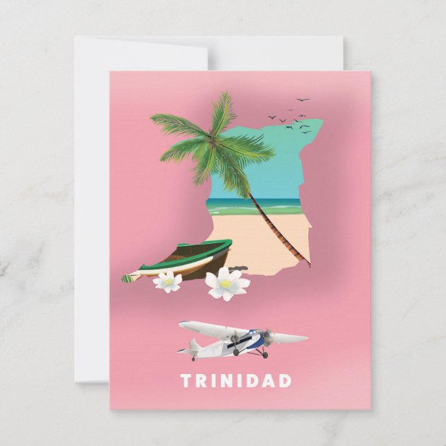 Trinidad karta illustrerade reseaffisch. (Framsida)